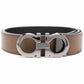 Salvatore Ferragamo Cognac Men's Brown Coated Canvas Reversible Belt
