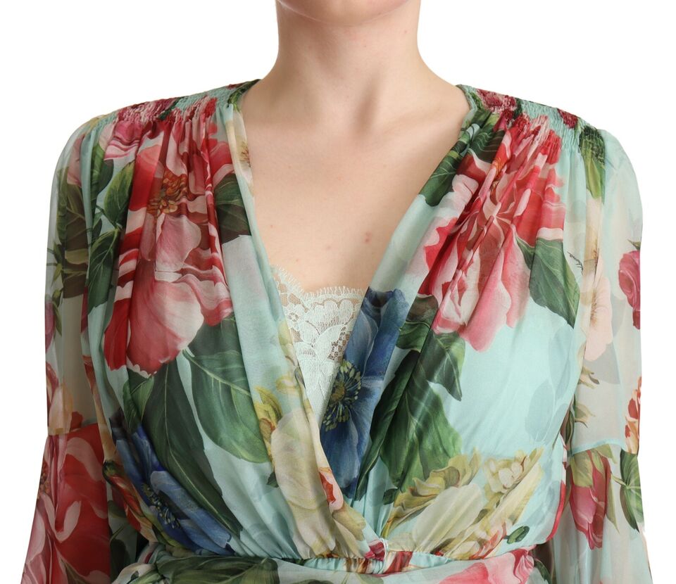 Floral Silk Midi Wrap Dress