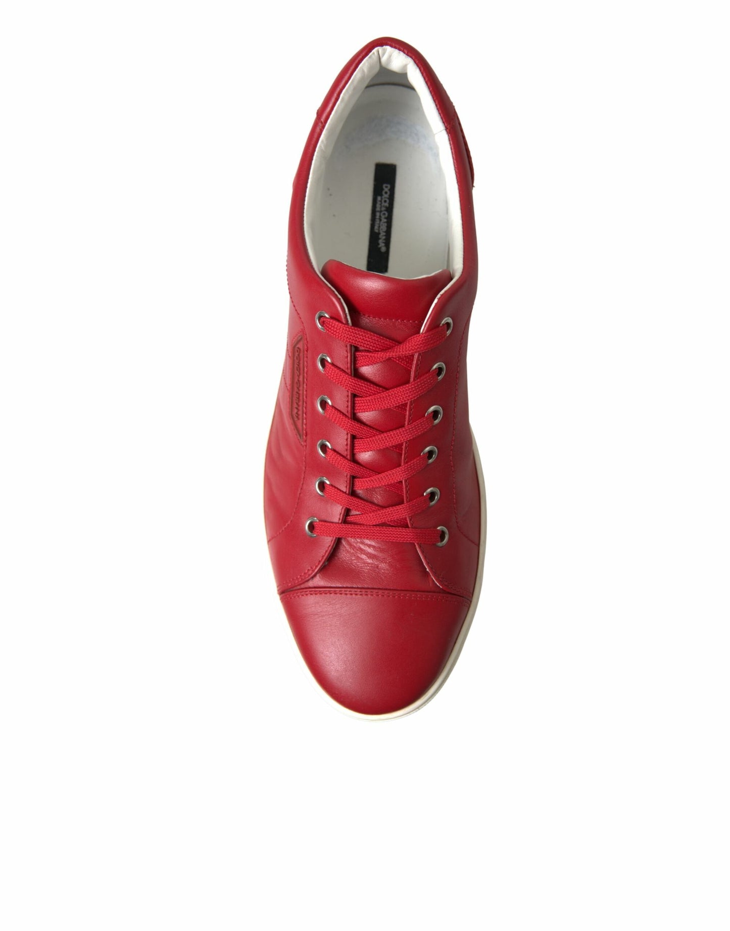 Elegant Red Leather Low Top Sneakers