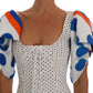 White Polka Silk Corset Bustier Top