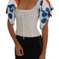 White Polka Silk Corset Bustier Top