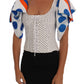 White Polka Silk Corset Bustier Top