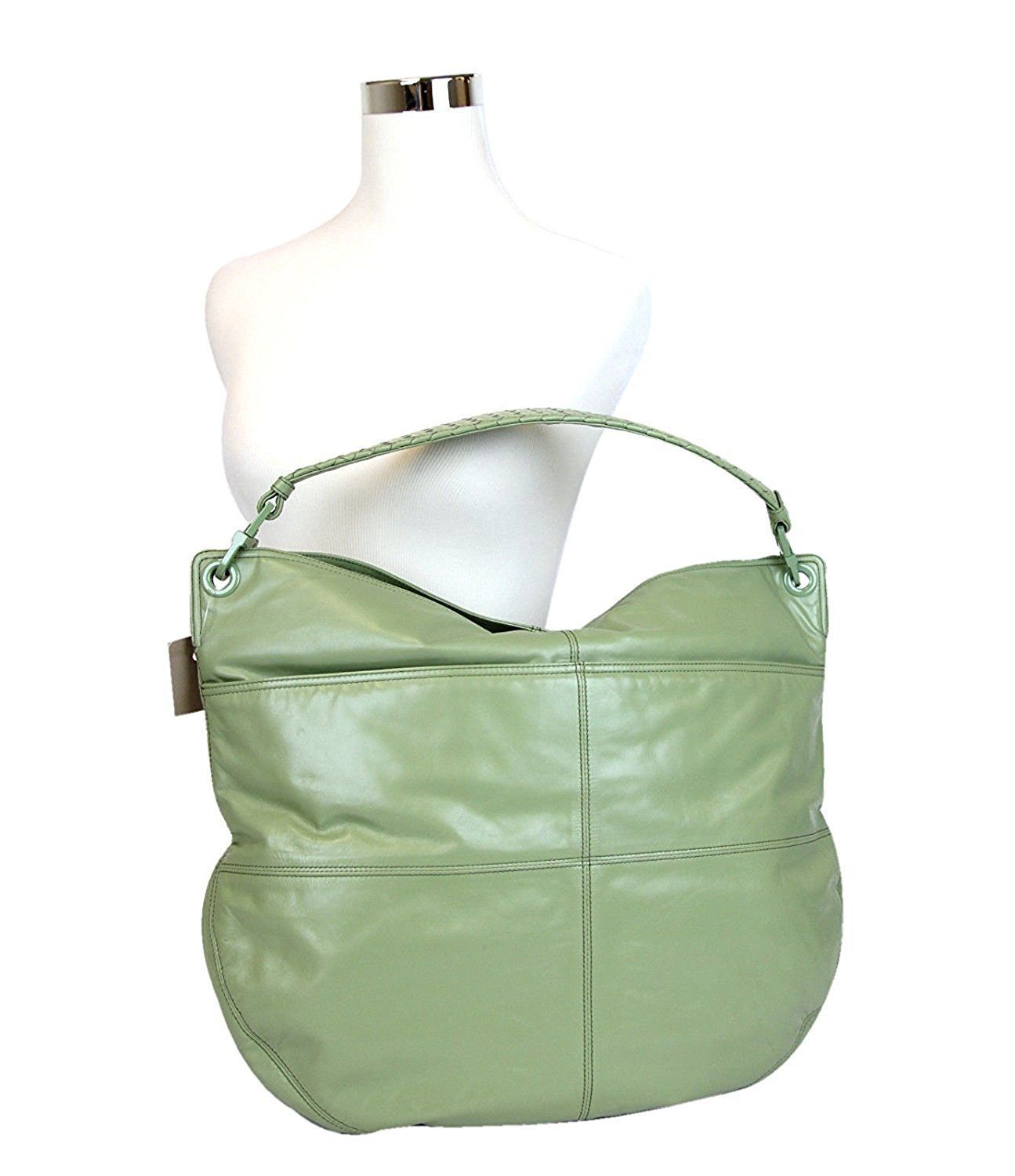 Bottega Veneta Women Green Leather Hobo Woven Detail Bag