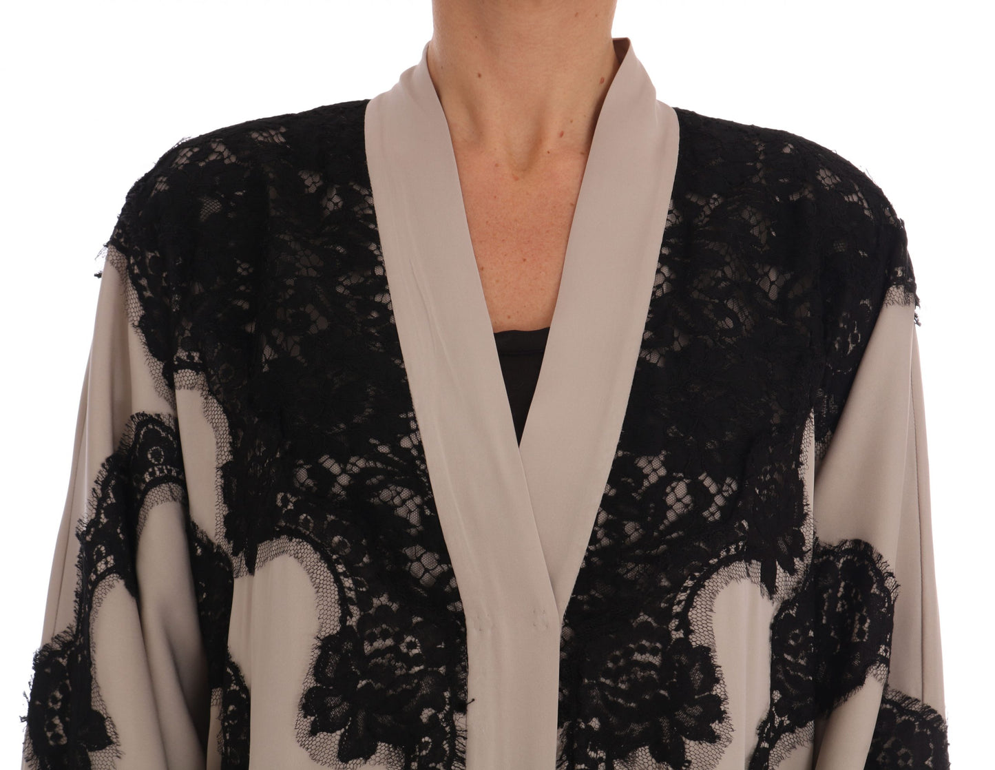 Elegant Beige Floral Lace Cape Kaftan Dress