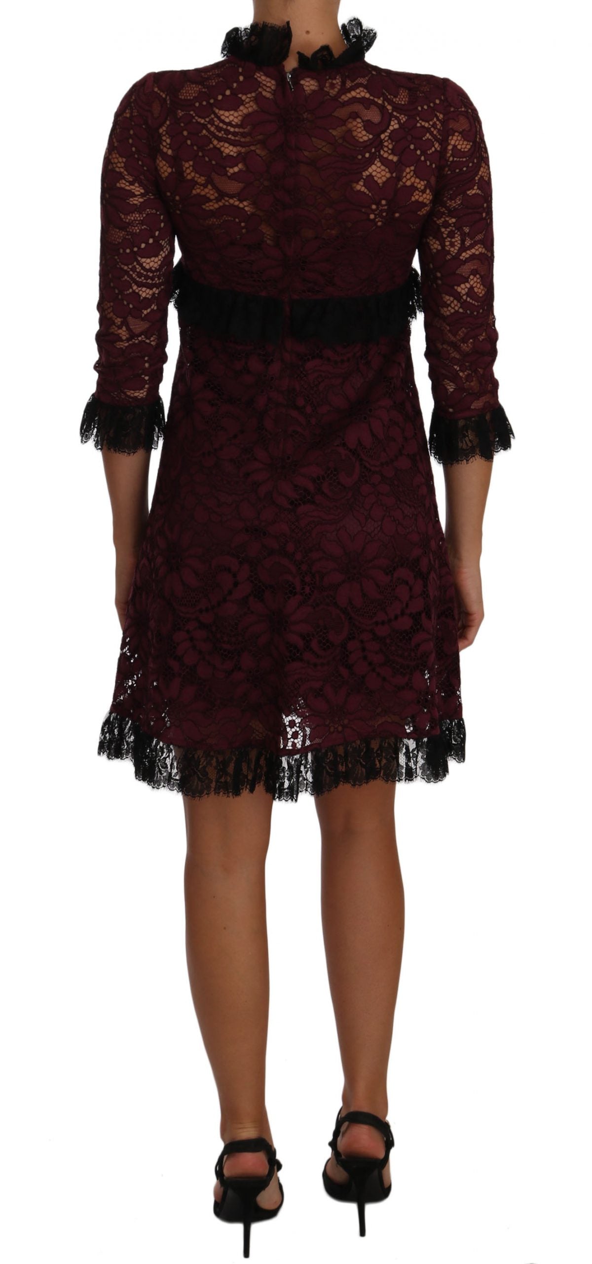 Luxurious Burgundy Floral Lace Dress