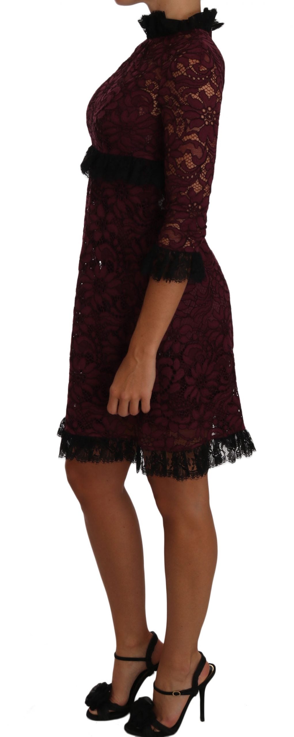 Luxurious Burgundy Floral Lace Dress