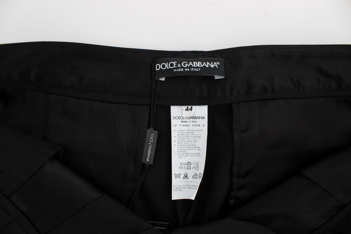 Black Cotton Stretch Torero Capris Pants