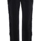 Black Cotton Stretch Torero Capris Pants