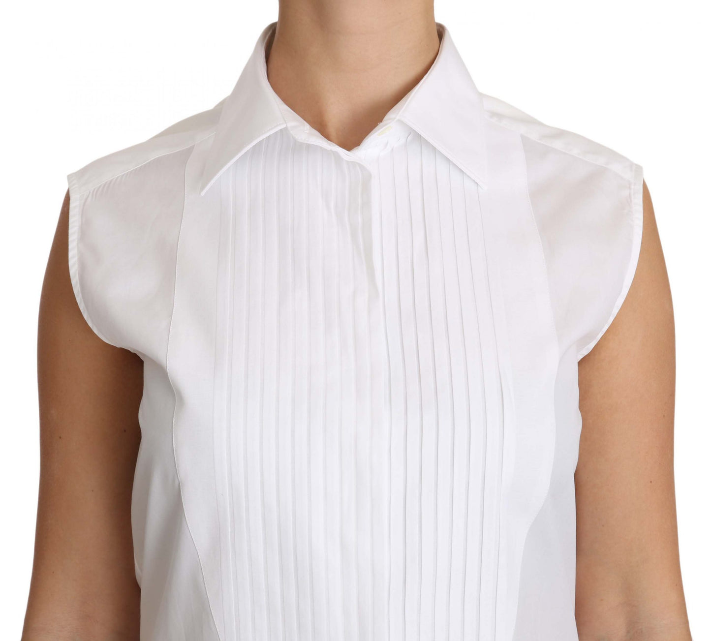 Elegant Sleeveless White Cotton Blouse