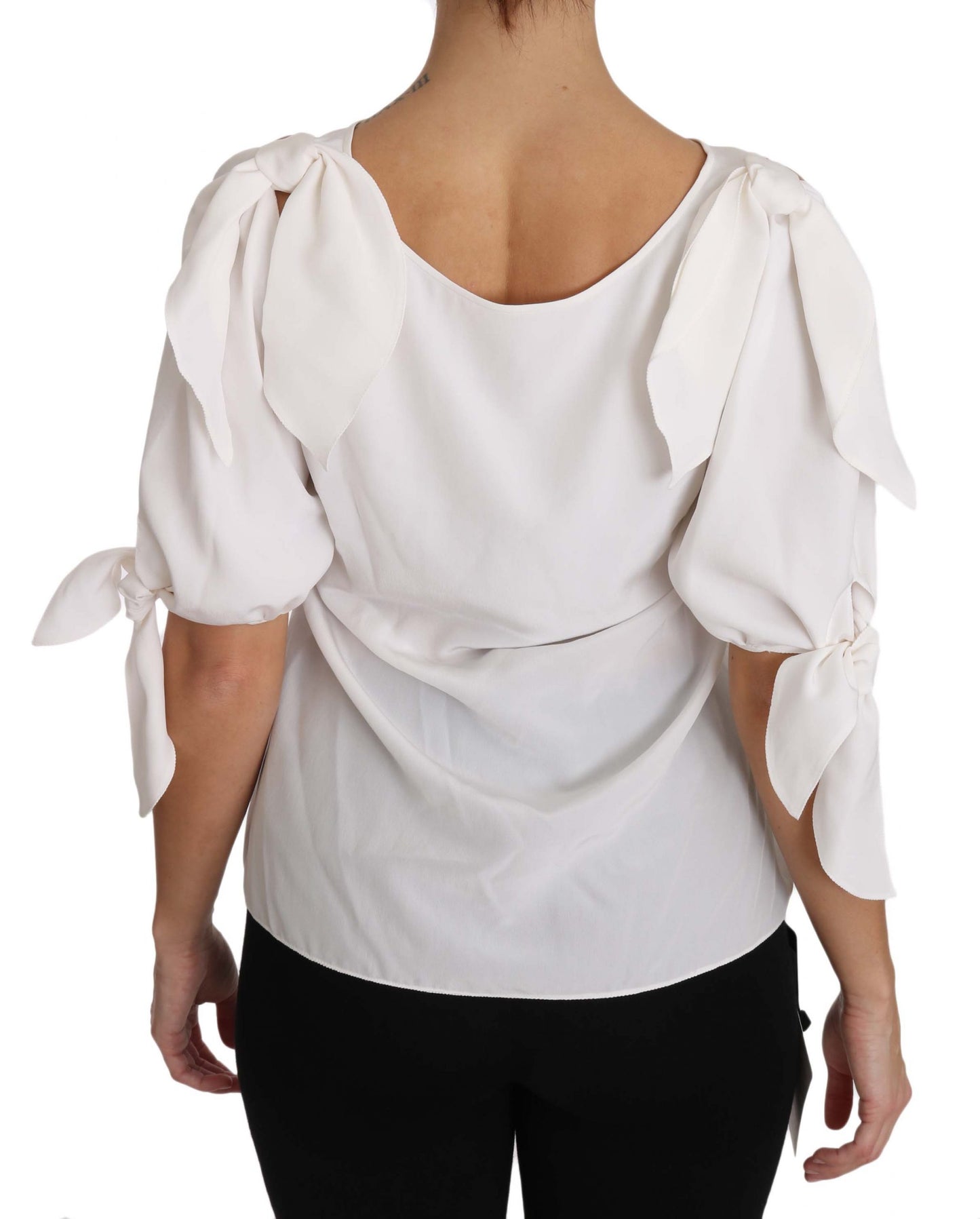 Solid White Silk Off Shoulder Blouse Top