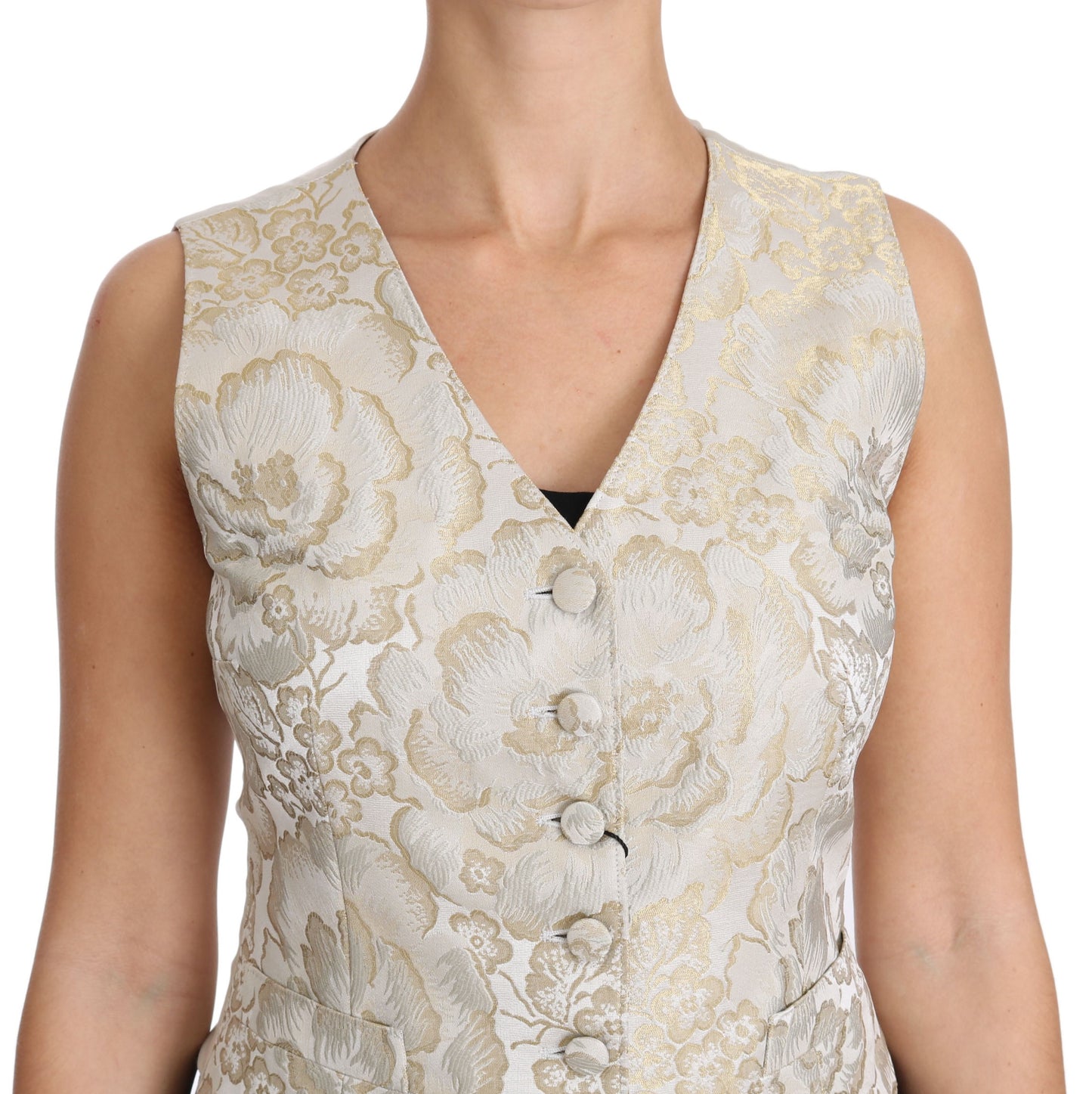 Elegant Jacquard Silk-Blend Vest Waistcoat