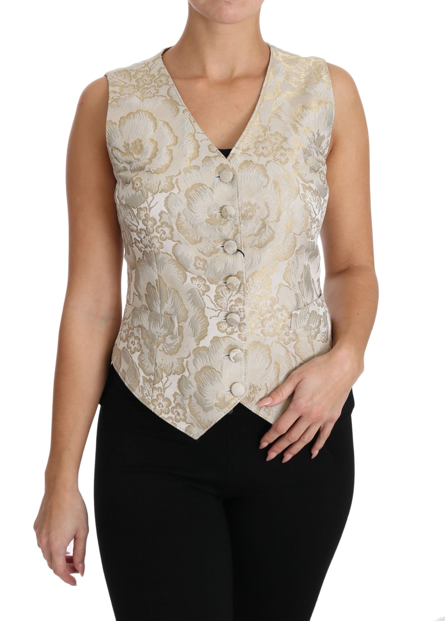 Elegant Jacquard Silk-Blend Vest Waistcoat