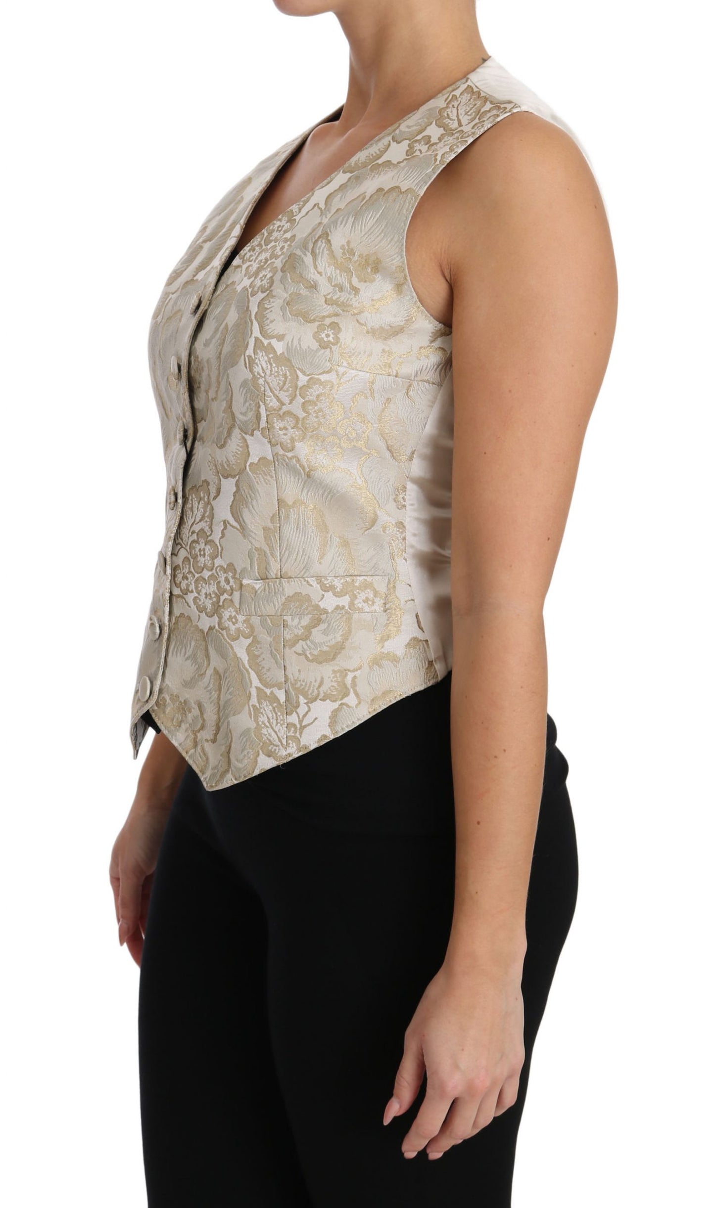 Elegant Jacquard Silk-Blend Vest Waistcoat