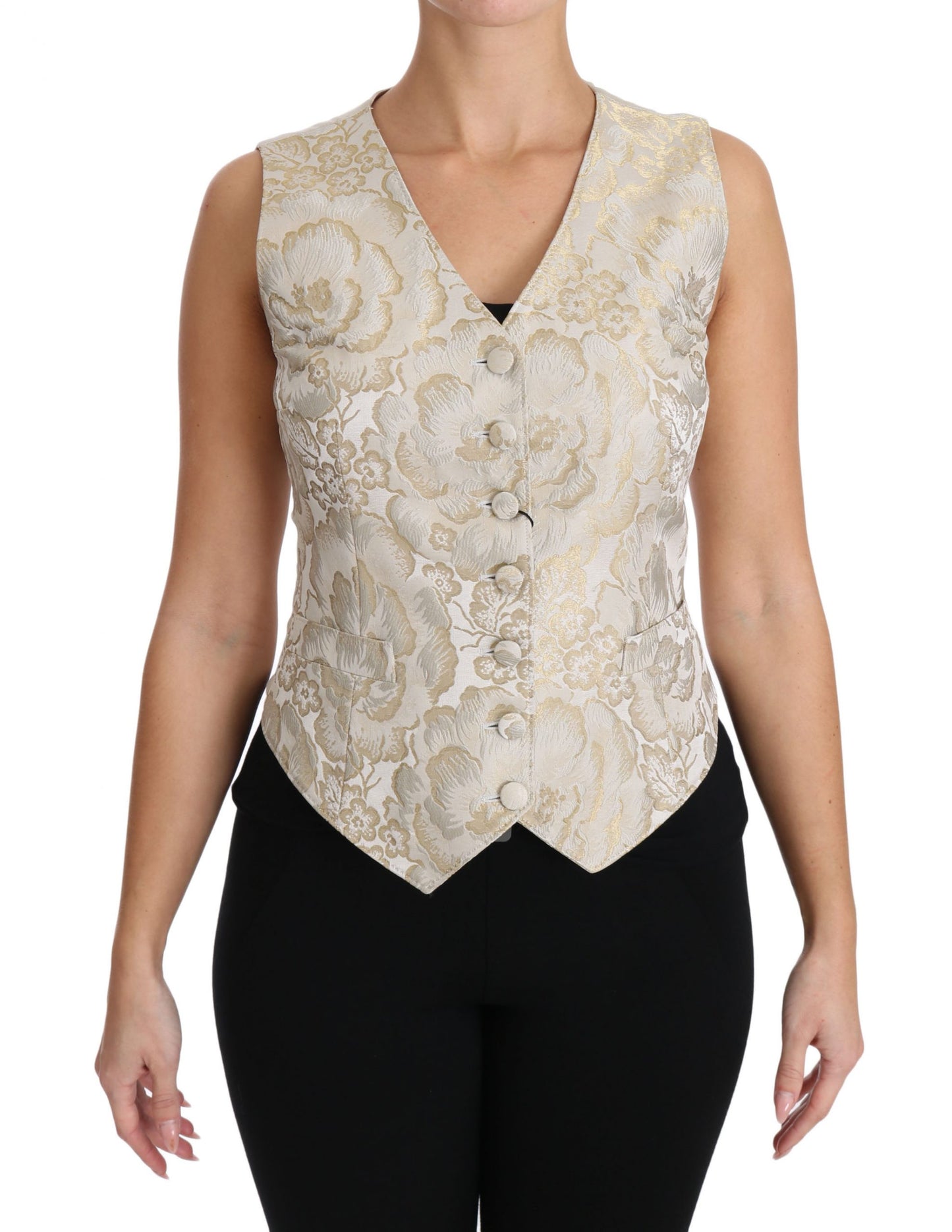 Elegant Jacquard Silk-Blend Vest Waistcoat