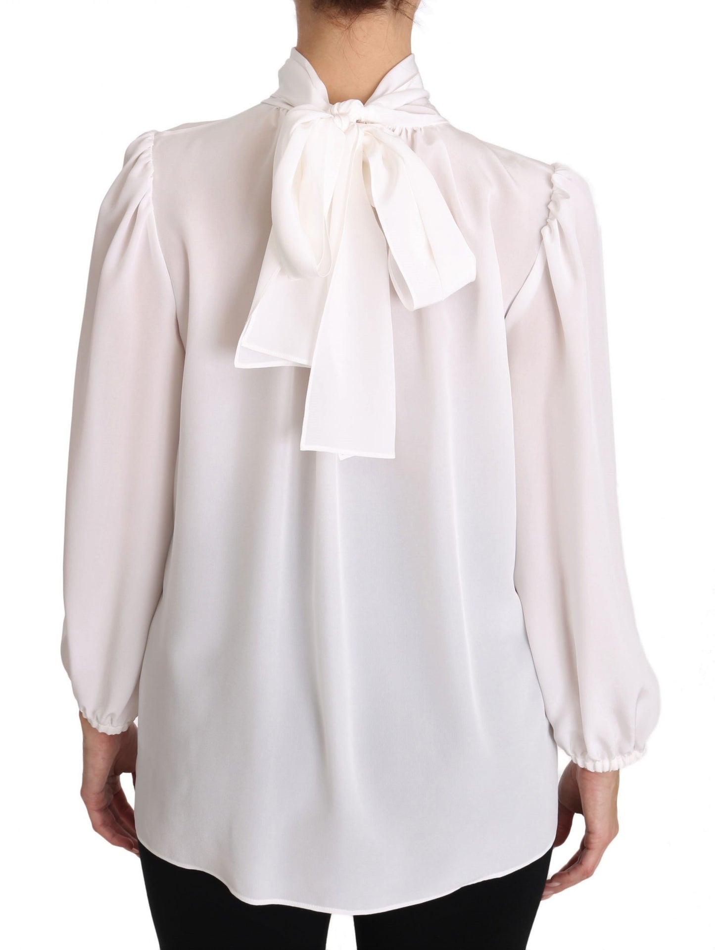 Elegant White Silk Longsleeve Top