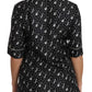 Silk Guitar Trumpet Print Polo Top