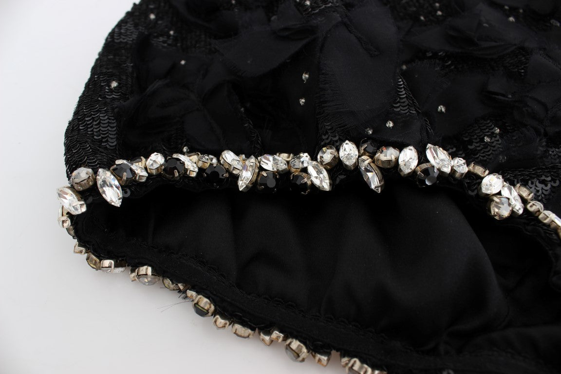 Crystal Sequined Silk High Waist Shorts