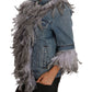 Embellished Feather Denim Extravaganza