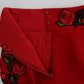 Red Silk Embroidered Crystal Waist Shorts