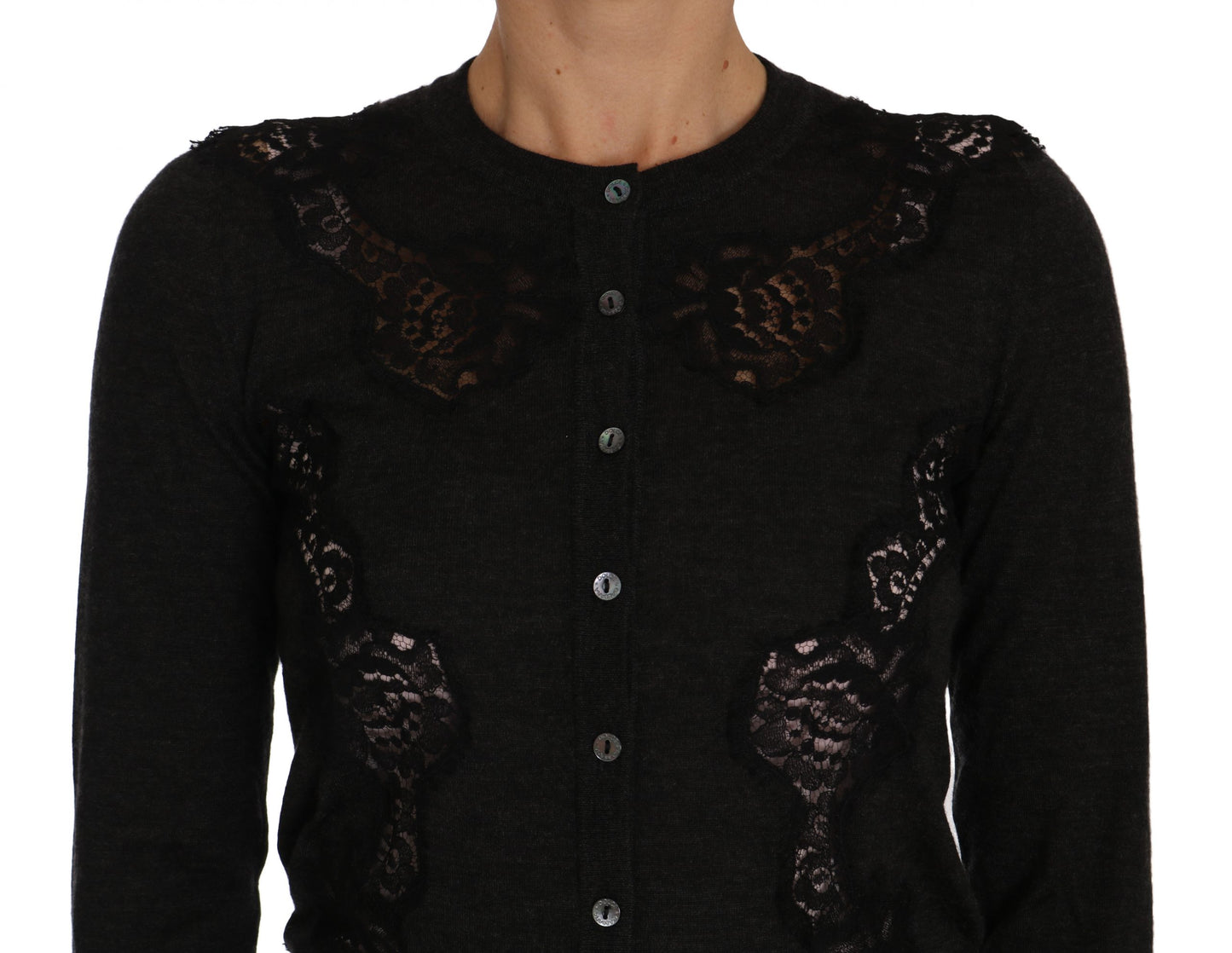 Chic Floral Lace Cashmere Blend Cardigan