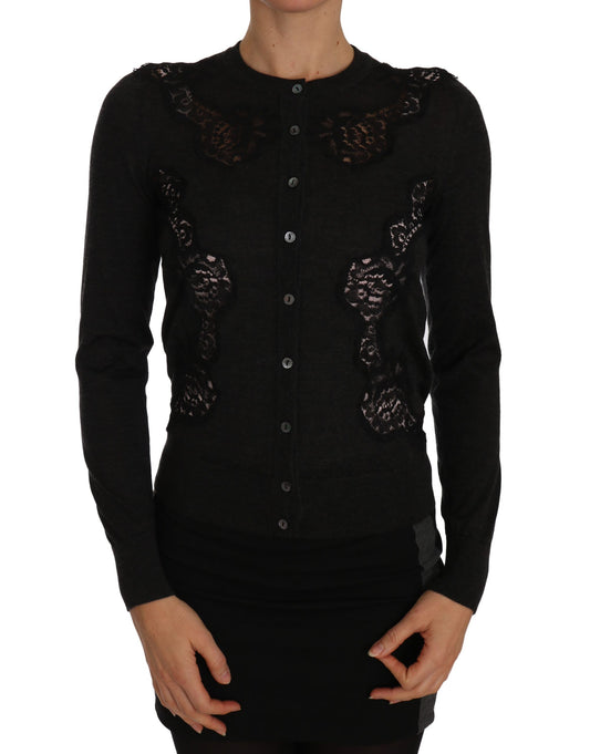 Chic Floral Lace Cashmere Blend Cardigan