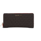 Jet Set Large Continental Travel Clutch Wristlet Wallet (Brown Signature/Flame)