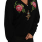 Elegant Black Cashmere Crystal Sweater