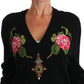 Elegant Black Cashmere Crystal Sweater