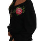 Elegant Black Cashmere Crystal Sweater