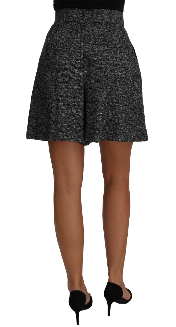 Elegant Gray Wool Blend Mini Shorts