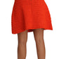 Chic Orange Raffia A-Line Knitted Skirt