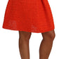 Chic Orange Raffia A-Line Knitted Skirt