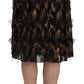 Black Gold Fringe Metallic Pencil A-line Skirt