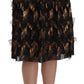Black Gold Fringe Metallic Pencil A-line Skirt