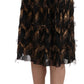 Black Gold Fringe Metallic Pencil A-line Skirt
