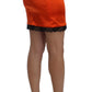 Orange High-Waist Lace Pencil Skirt