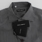 Elegant Gray Cotton Dress Shirt