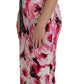 Pink Floral Print Long Maxi Sheath Dress