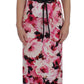 Pink Floral Print Long Maxi Sheath Dress