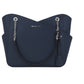 Jet Set Leather Large X Cross Chain Shoulder Tote Bag (Navy Solid/Silver)