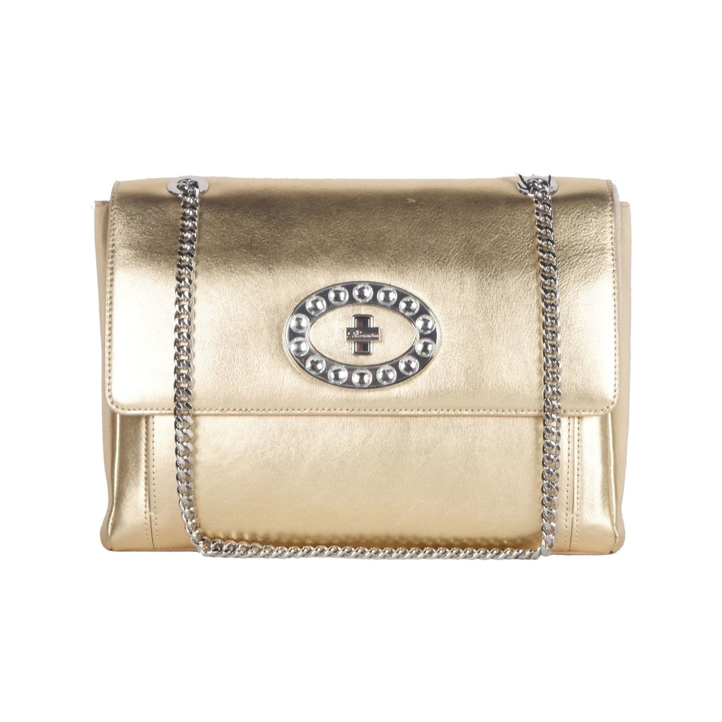 Blumarine Gold Leather Shoulder Women Bag