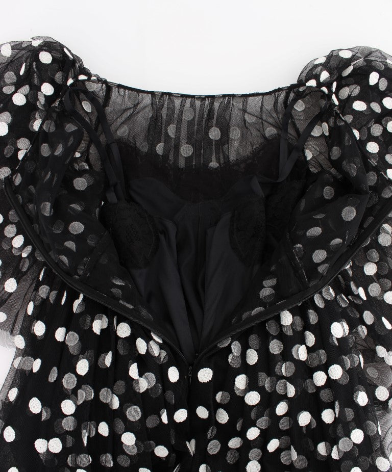 Elegant Polka Dotted Ruffled Dress