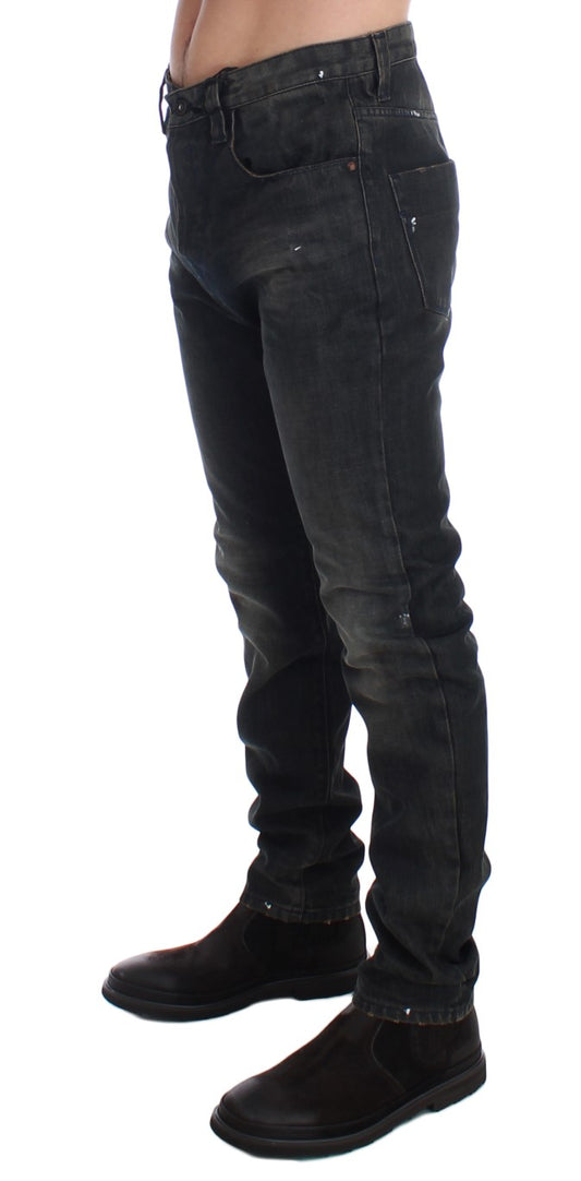 Sleek Gray Slim Fit Denim Jeans