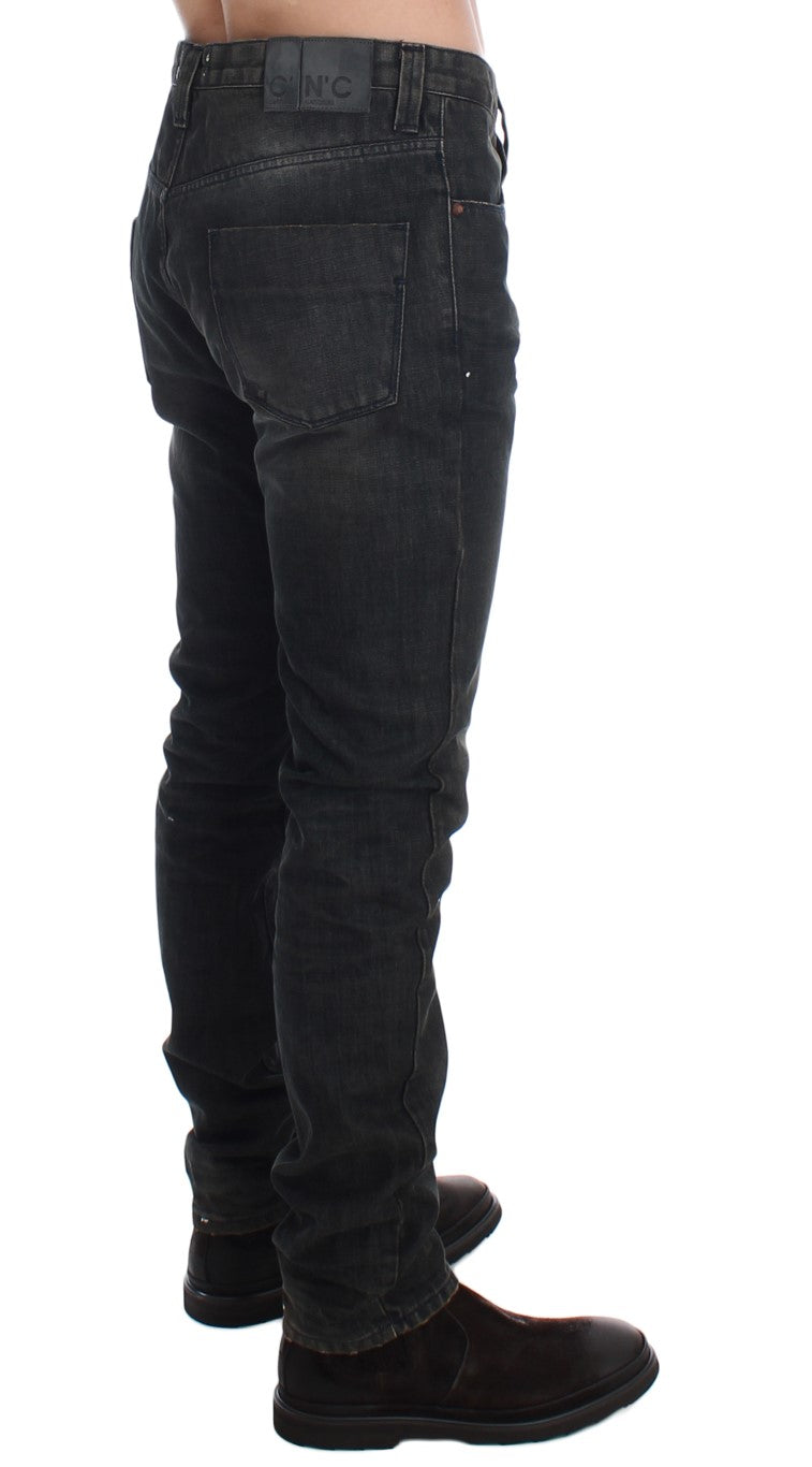 Sleek Gray Slim Fit Denim Jeans