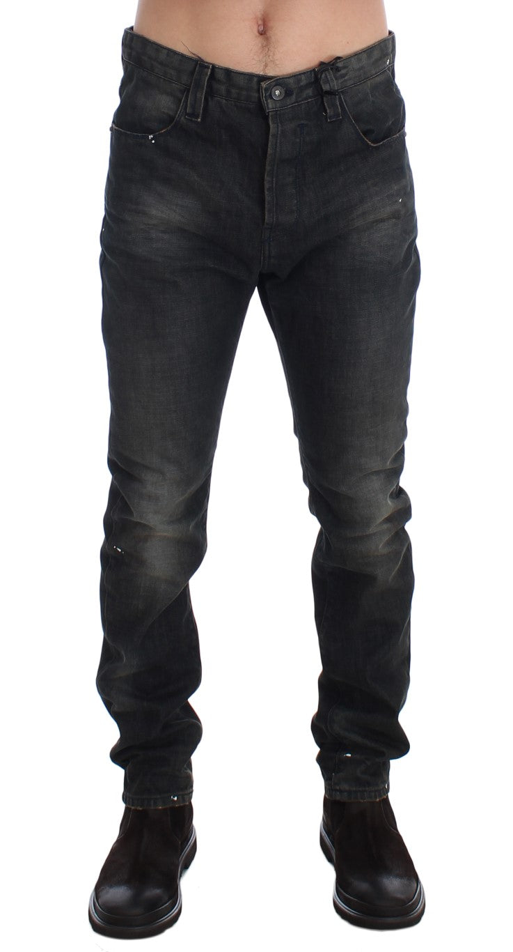 Sleek Gray Slim Fit Denim Jeans