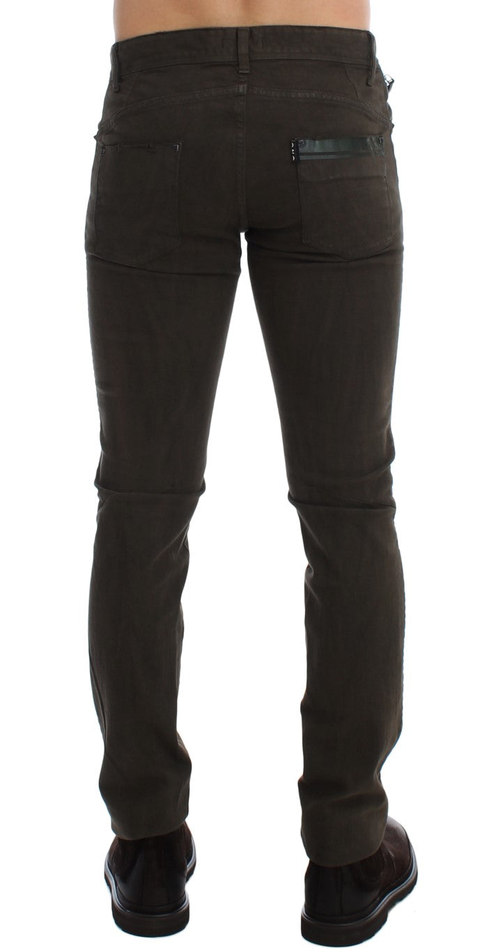 Chic Green Slim Fit Stretch Denim Jeans