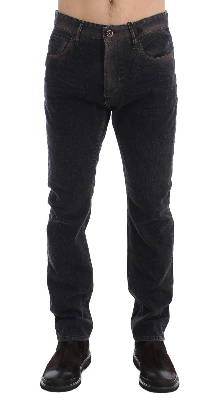 Elegant Gray Wash Regular Fit Denim Jeans