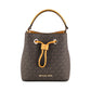 Suri Small Leather Bucket Crossbody Drawstring Hobo Handbag (Marigold/Brown Signature)