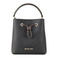 Suri Medium Black Leather Brown Handle Bucket Messenger Hand Bag