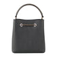 Suri Medium Black Leather Brown Handle Bucket Messenger Hand Bag